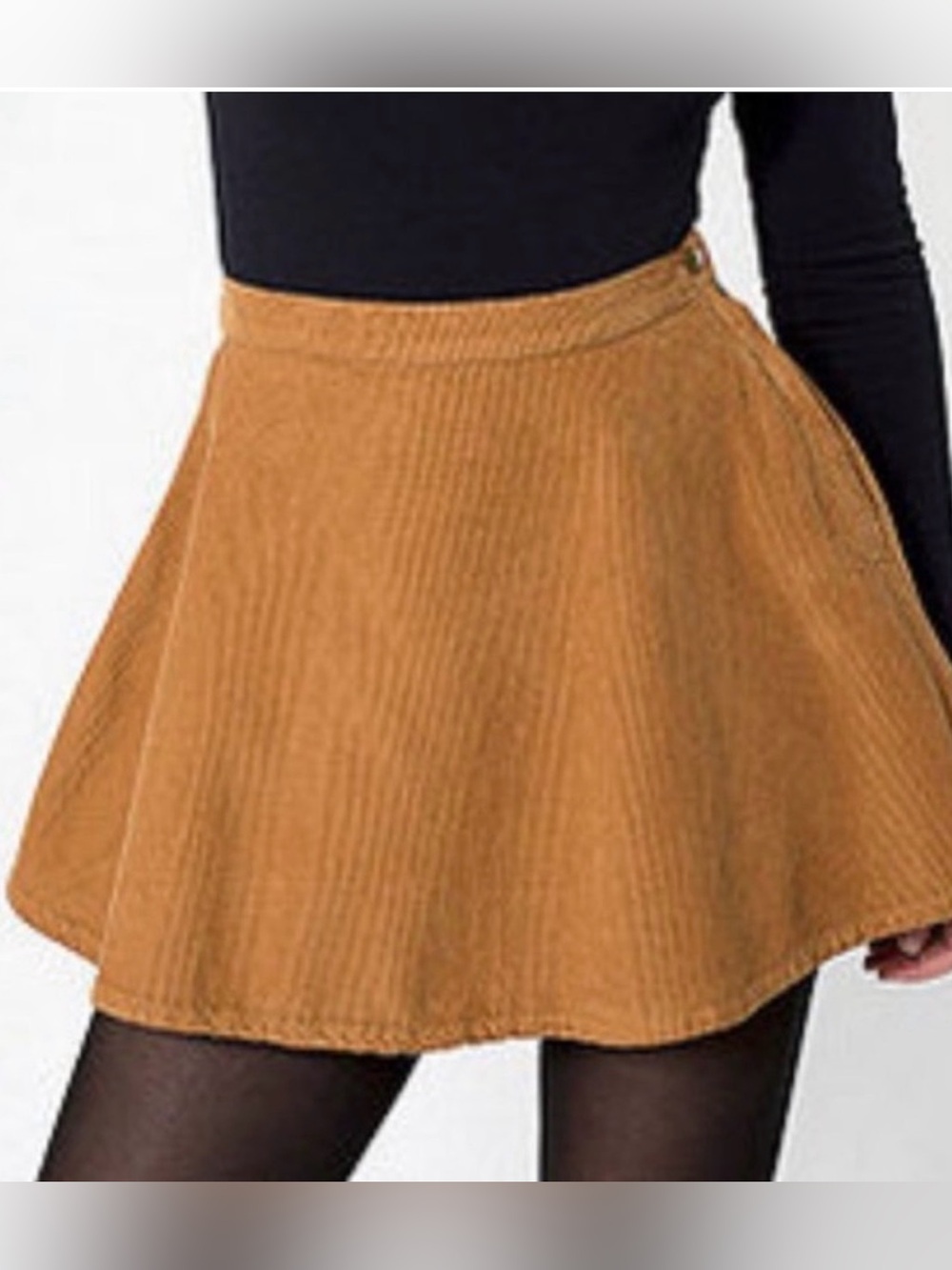 American Apparel Corduroy A-Line Mini Skirt in Camel XS